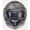 Casque modulaire MT Helmets Atom SV gris titanium porté en conduite moto
