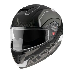 Casque modulaire MT Helmets Atom SV Quark gris porté en conduite moto