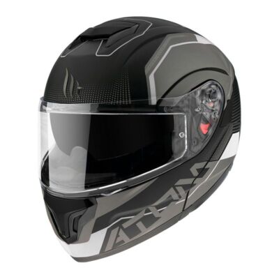 Casque modulaire MT Helmets Atom SV Quark gris porté en conduite moto