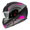 Casque moto modulaire MT Helmets Atom SV Quark rose vue latérale