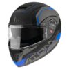 Casque modulaire MT Helmets Atom SV Quark bleu porté en conduite moto