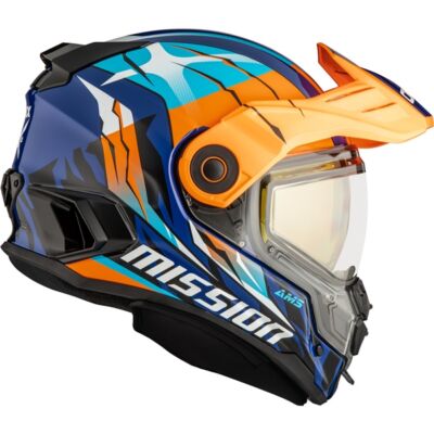 Casque Mission visière double électrique Claw orange/bleu lustré CKX