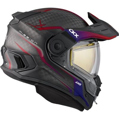 Casque Mission carbone visière double électrique Fury Twilight/écarlate mat CKX